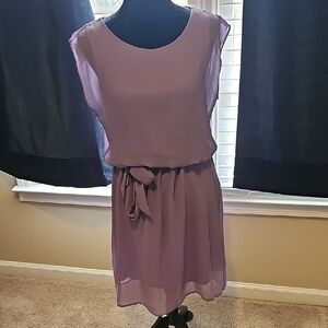 Chic Lavender Midi Dress with Belt